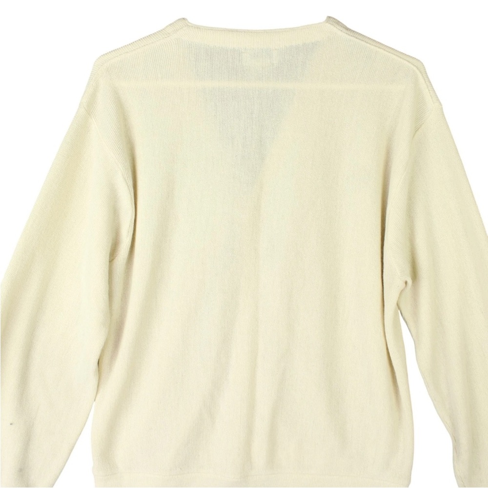 Vintage IZOD Lacoste USA Made Acrylic Sweater Cardigan Cream Knit Men Sz M - Picture 4 of 14